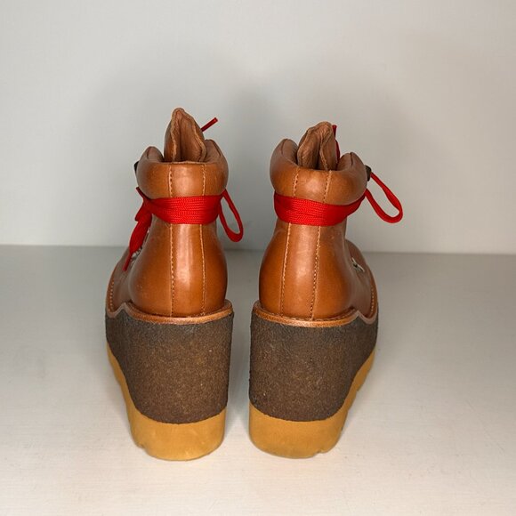 Jeffrey Campbell Explore Brown Leather Wedge Heel Boots Women Size 7 M - Picture 2 of 7